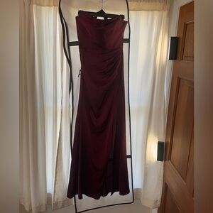 Azazie Strapless Burgundy Dress